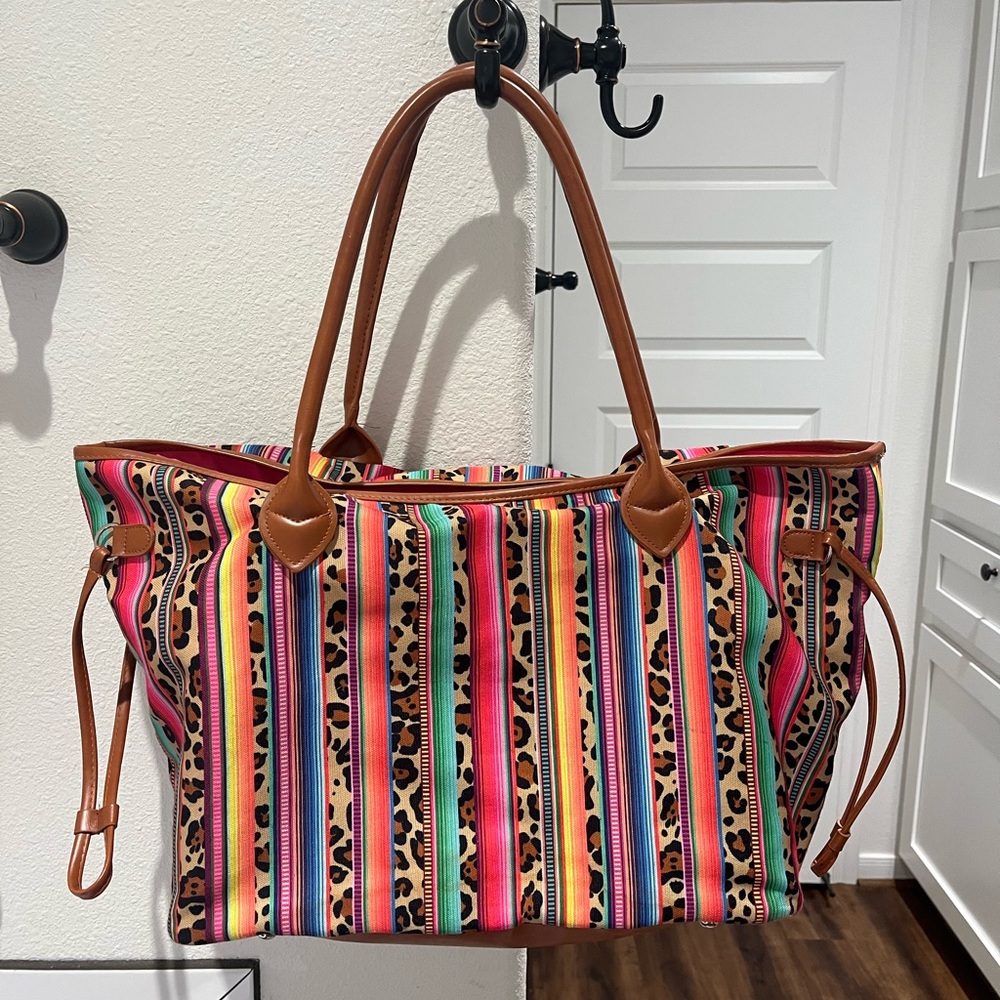 Colorful Striped Weekender Tote Bag